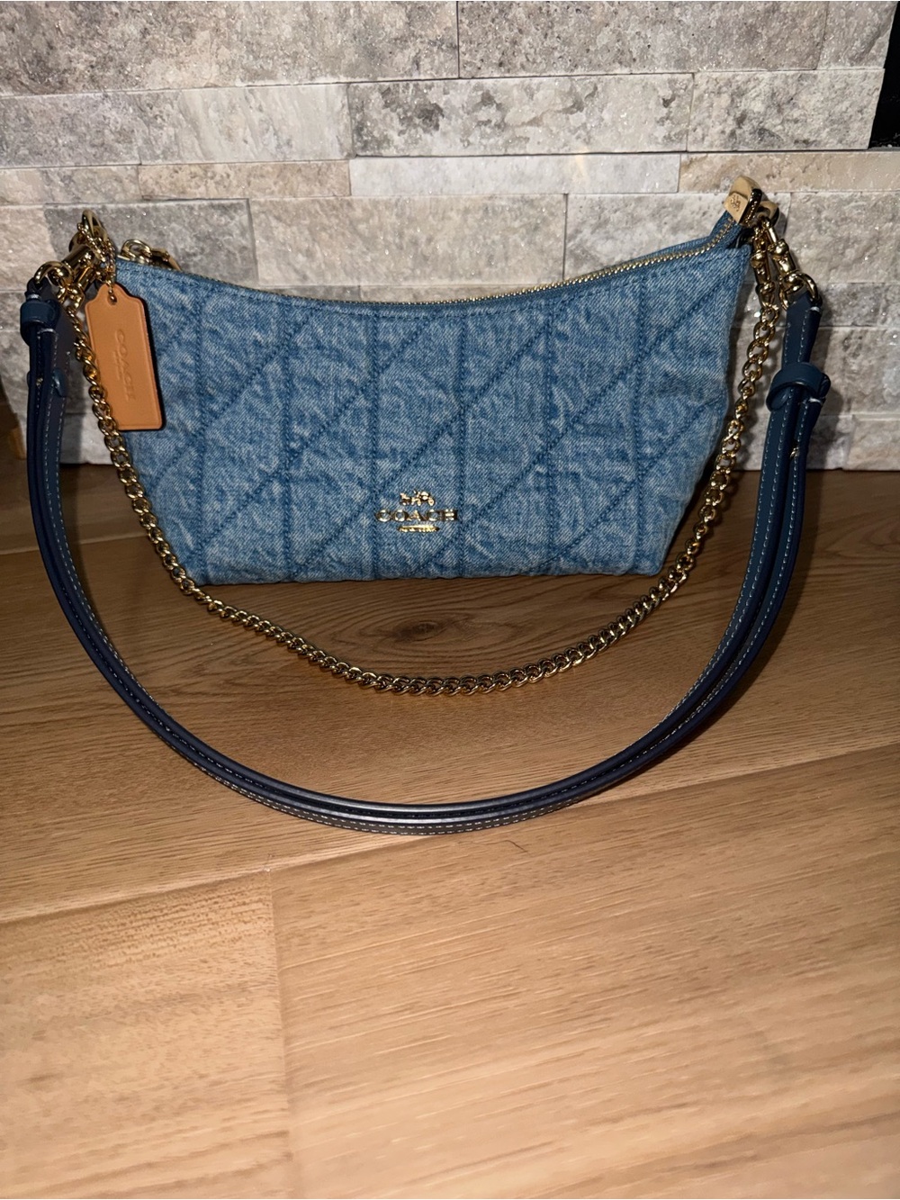 Coach Denim Caitlin Quilted Shoulder Bag - Picture 7 of 11